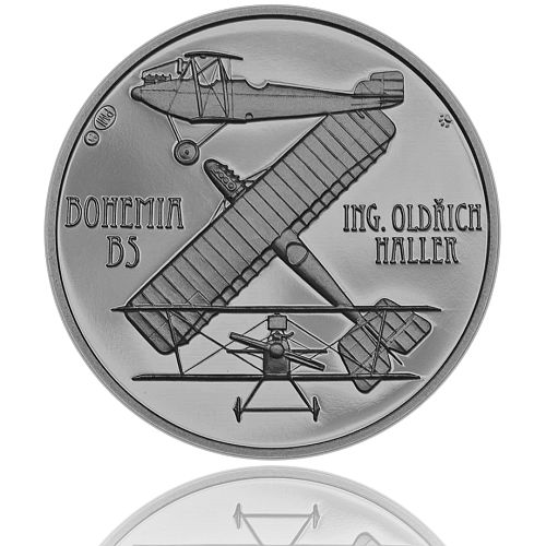 Stříbrná medaile LETADLO BOHEMIA  37 mm patina (PM)