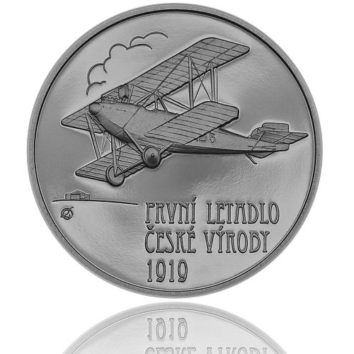 Stříbrná medaile LETADLO BOHEMIA  37 mm patina (PM)